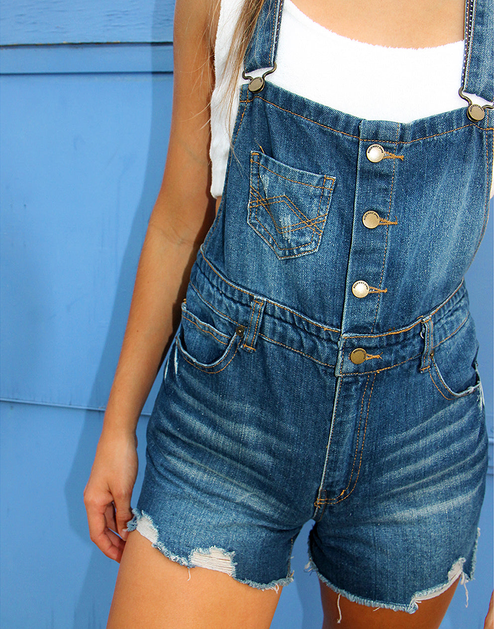Dungaree Shorts in Blue