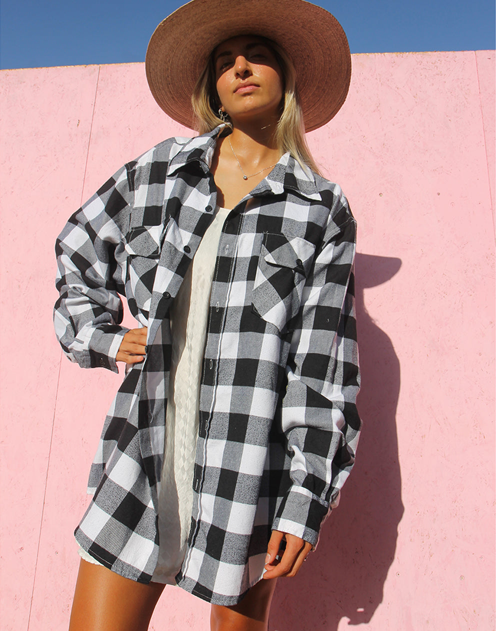 Flannel Shirt in Black & White Check