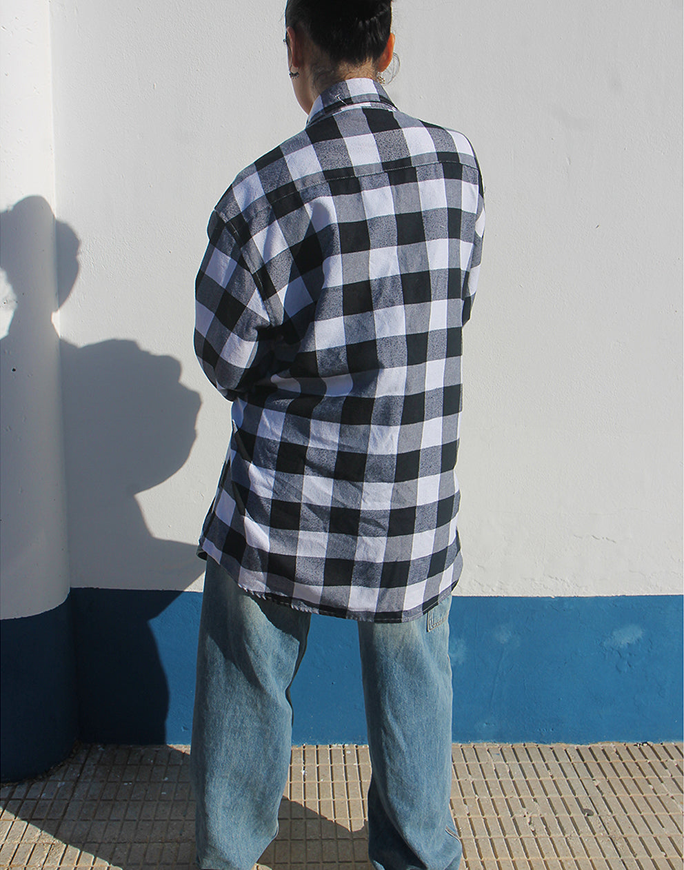 black and white flannel shirt