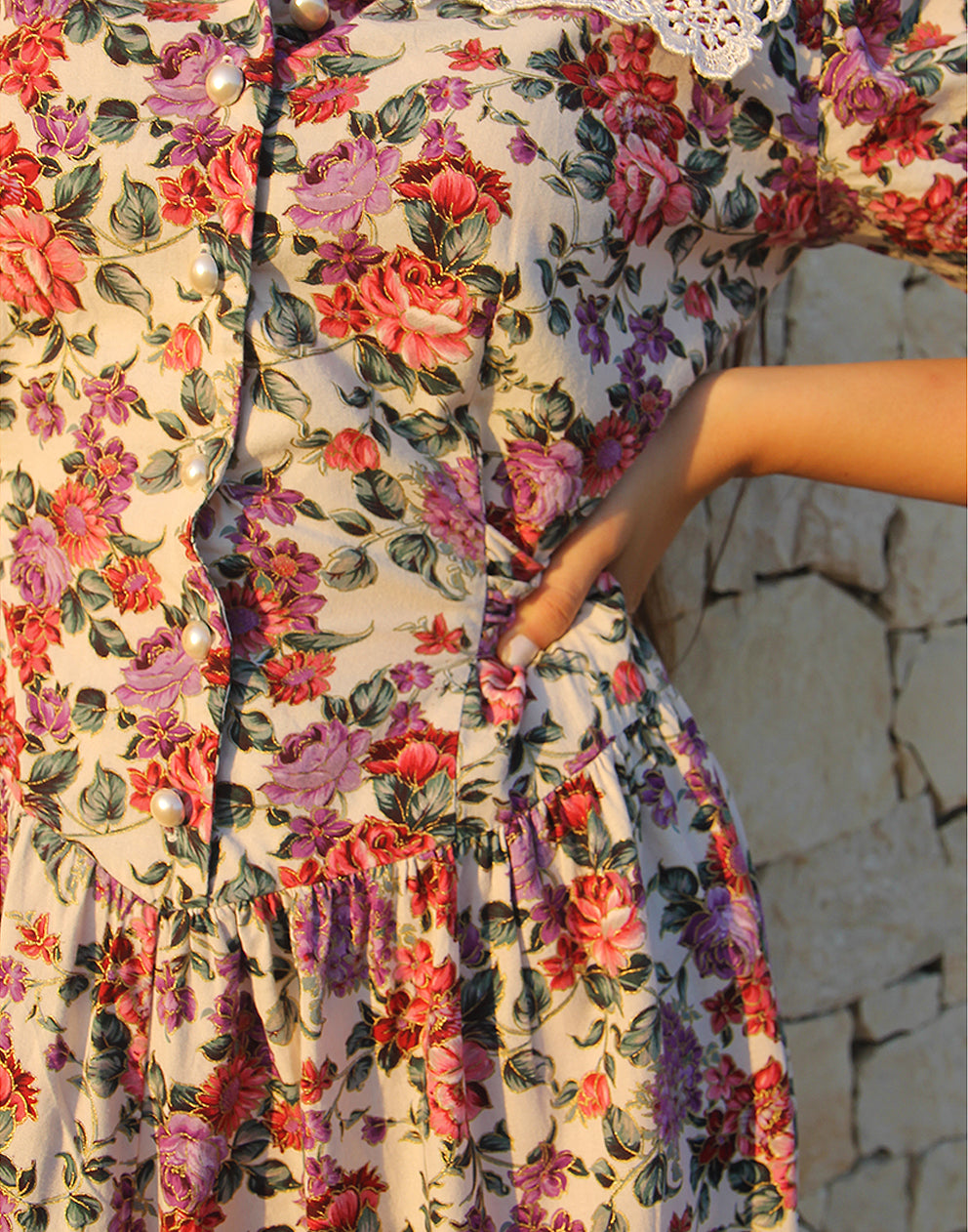 Wide Collar Floral Dress