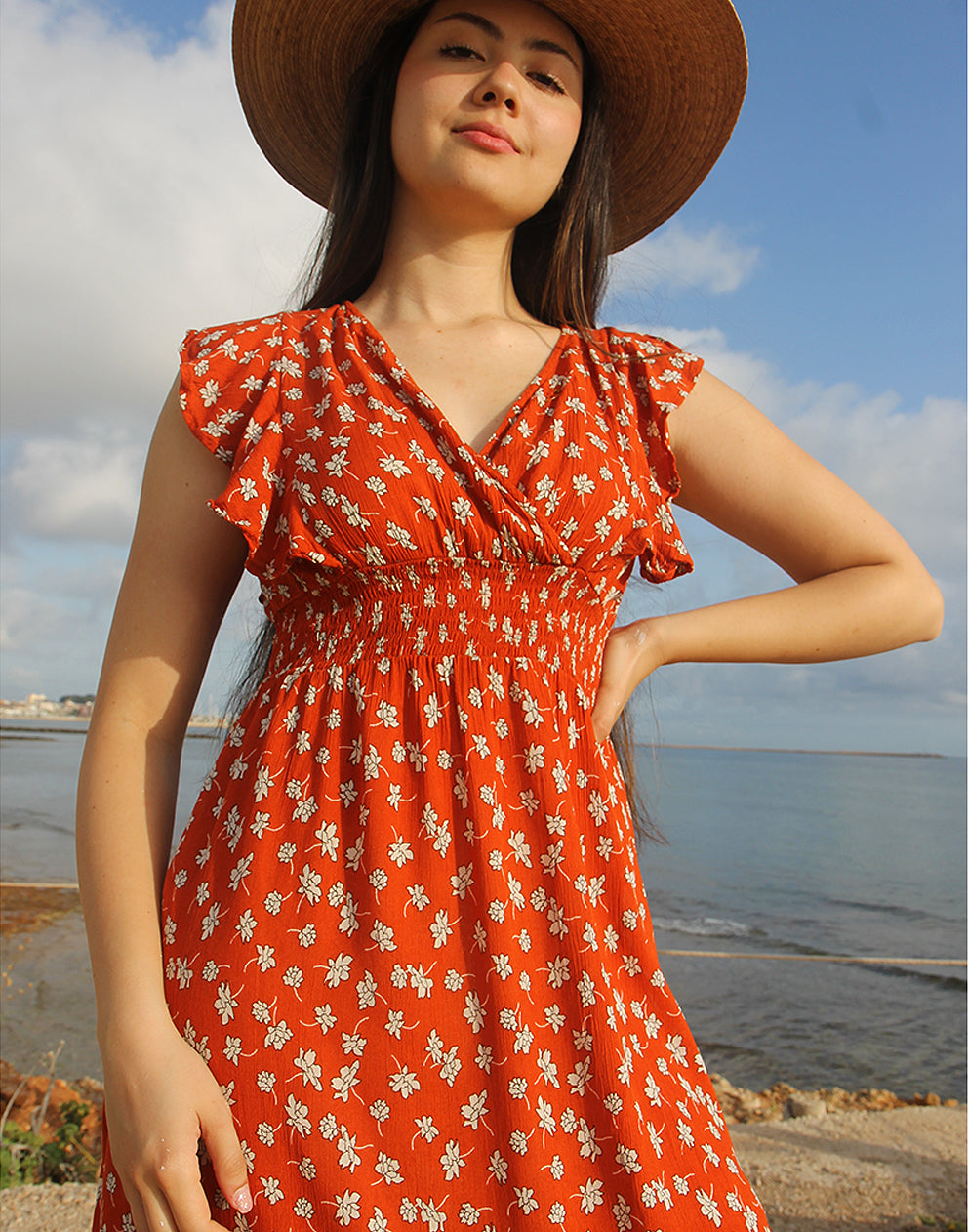 Floral Maxi Dress in Orange 