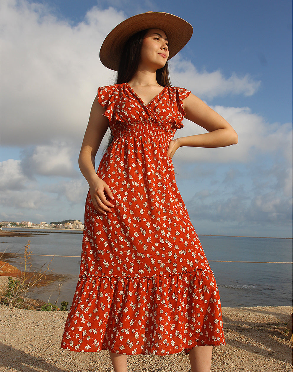 Floral Maxi Dress in Orange 