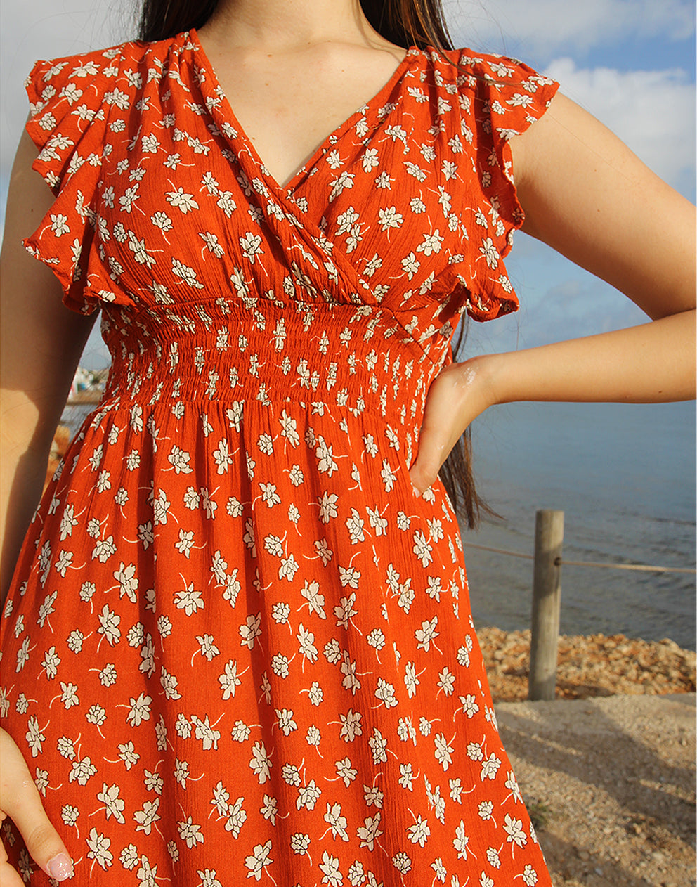 Floral Maxi Dress in Orange 