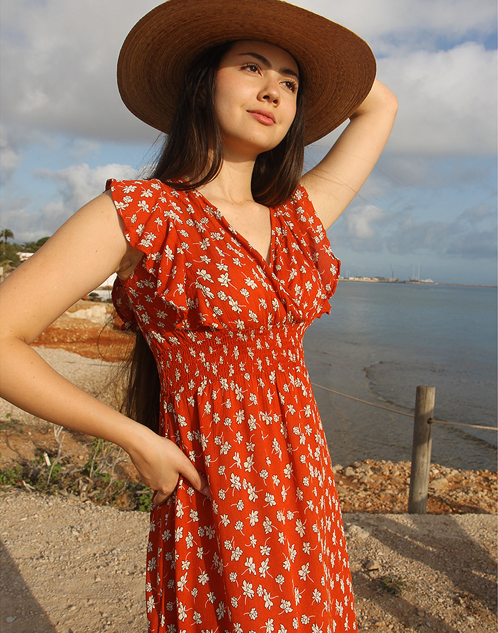 Floral Maxi Dress in Orange 