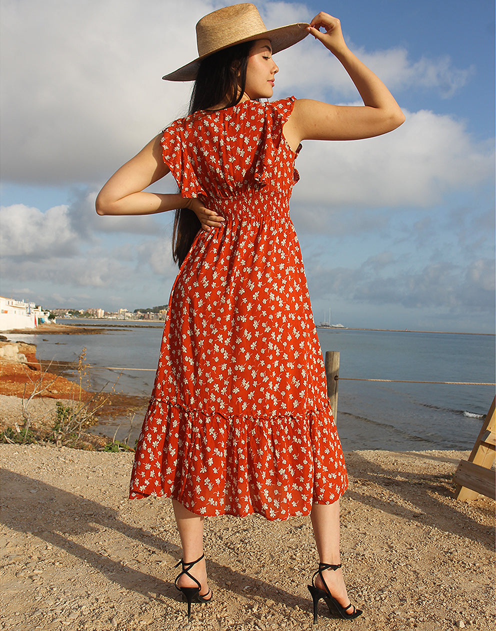 Floral Maxi Dress in Orange 