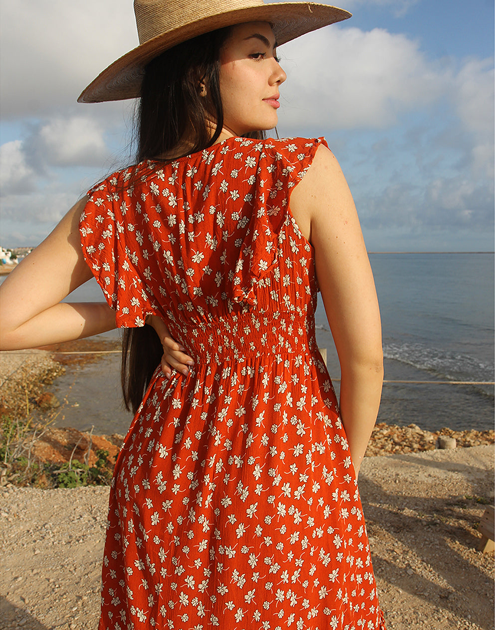 Floral Maxi Dress in Orange 