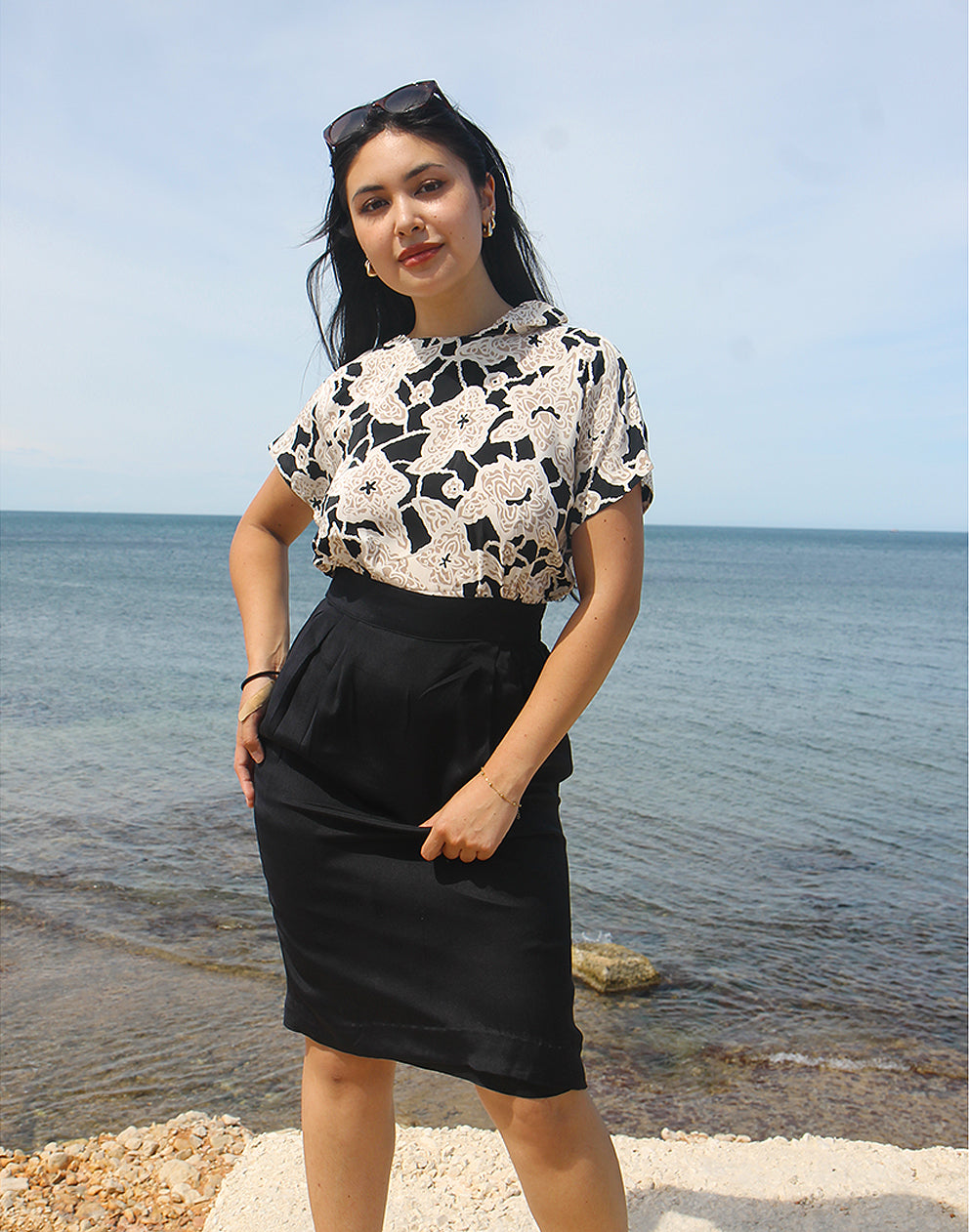 Short Sleeve Silk Shift Dress - EU 38