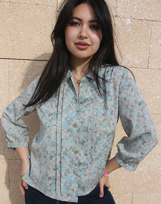 Green Floral Blouse