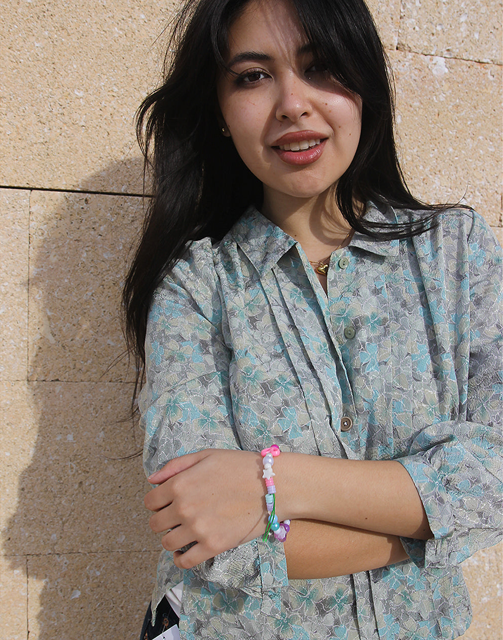 Green Floral Blouse