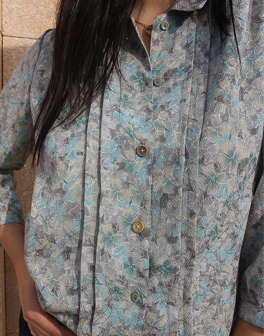 Green Floral Blouse