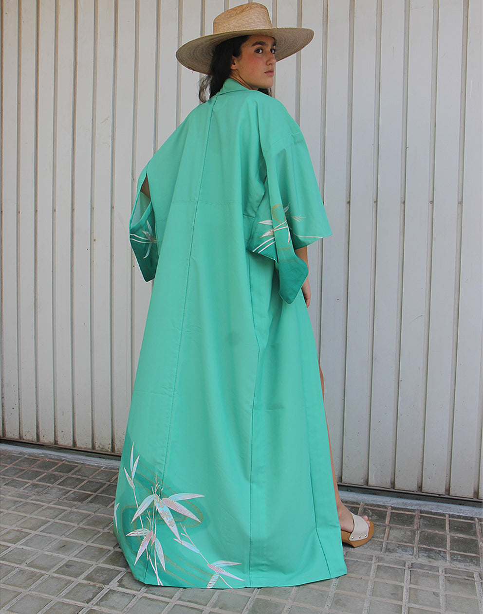 Long Kimono Robe in Green