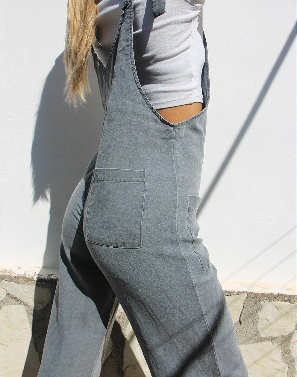 Long Dungarees in Grey