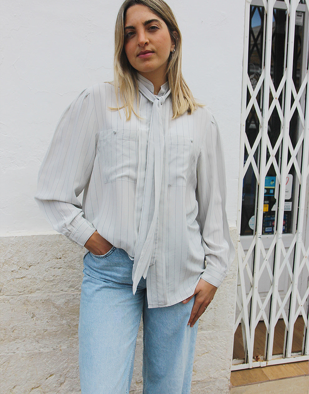 Silk Blouse with Neck Tie