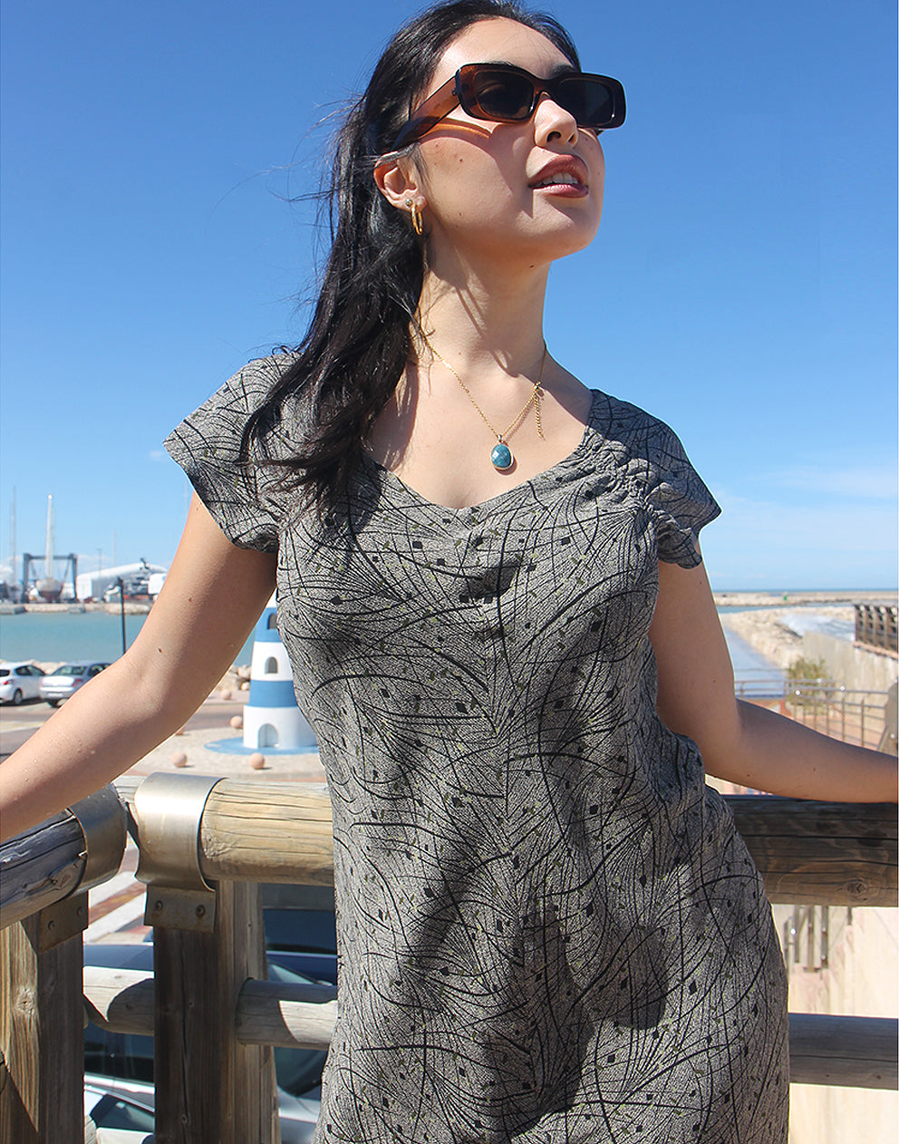 Grey Silk Shift Dress - EU 36-38