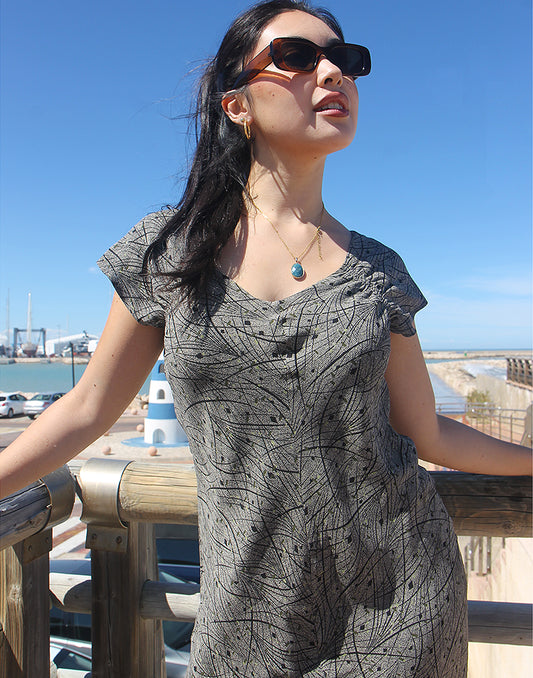 Grey Silk Shift Dress - EU 36-38