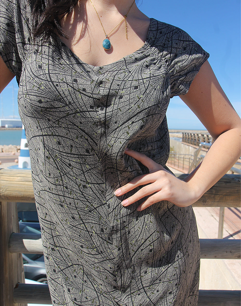 Grey Silk Shift Dress - EU 36-38
