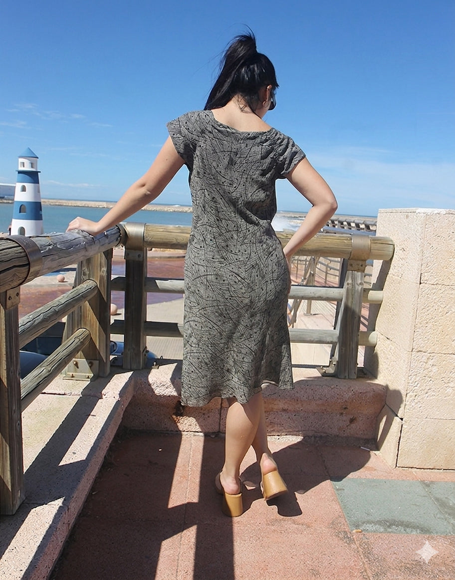 Grey Silk Shift Dress - EU 36-38