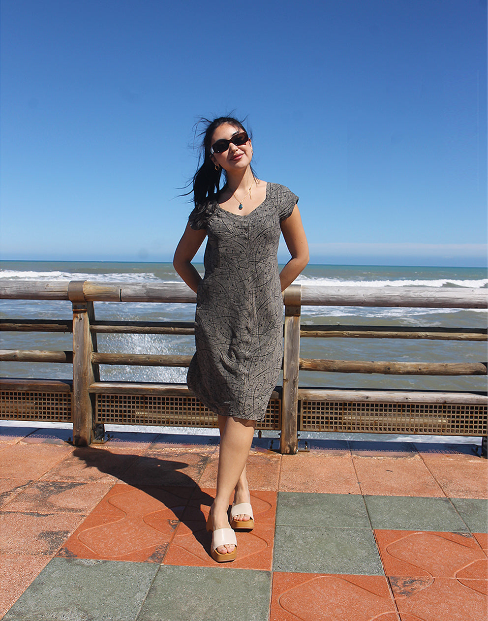 Grey Silk Shift Dress - EU 36-38