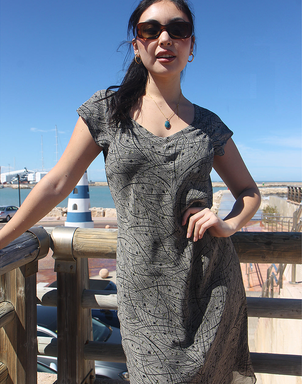 Grey Silk Shift Dress - EU 36-38