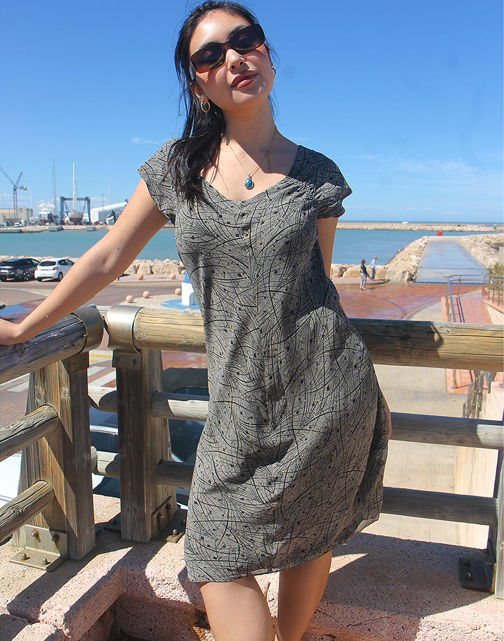Grey Silk Shift Dress - EU 36-38