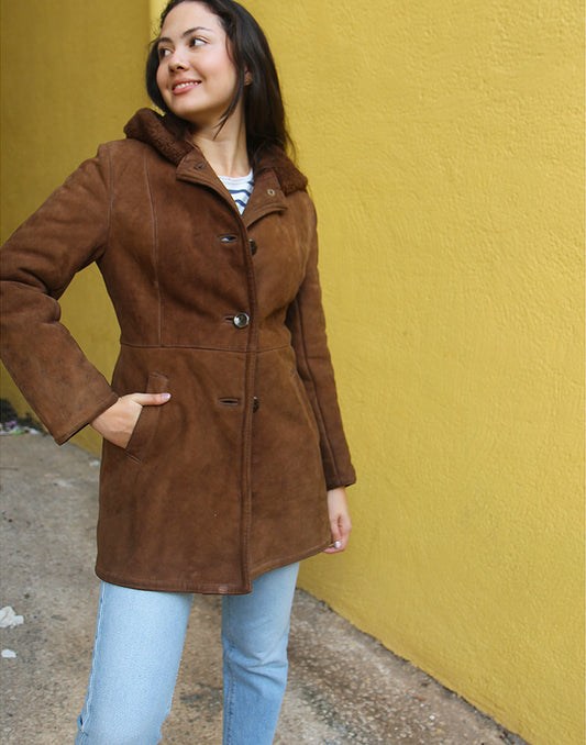 Shearling Coat with Hood