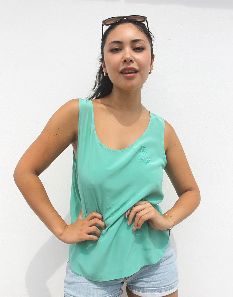 Turquoise Silk Blouse