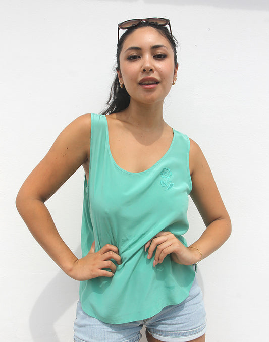 Turquoise Silk Blouse