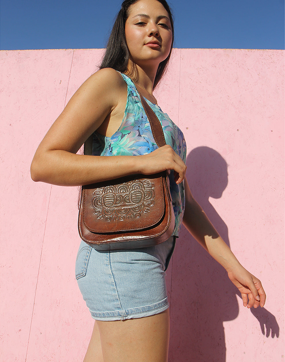 Brown Real Leather Bag with Shoulder Strap