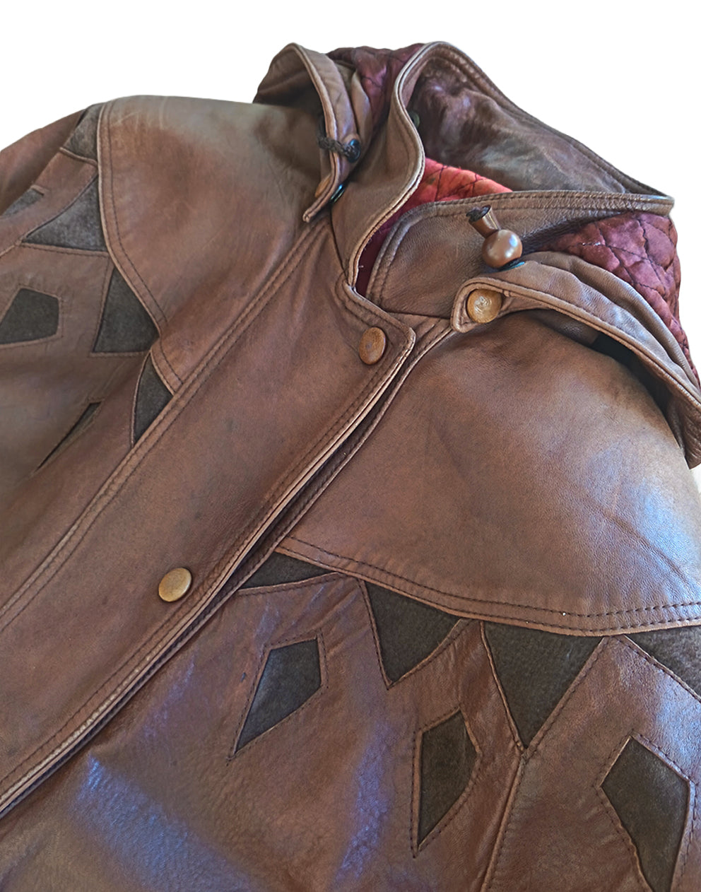 Brown Leather Hooded Coat