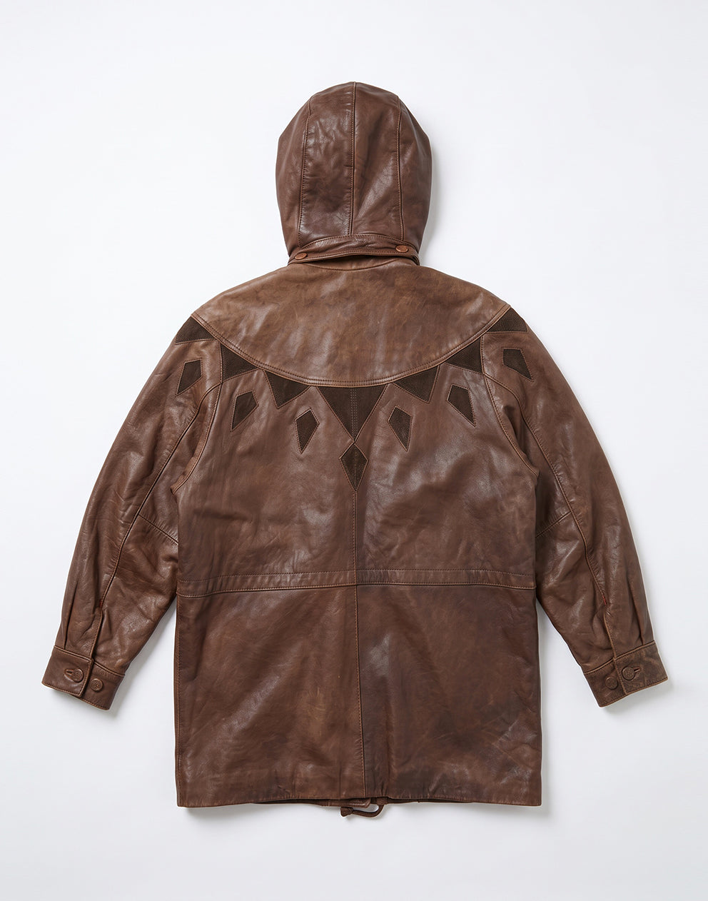 Brown Leather Hooded Coat