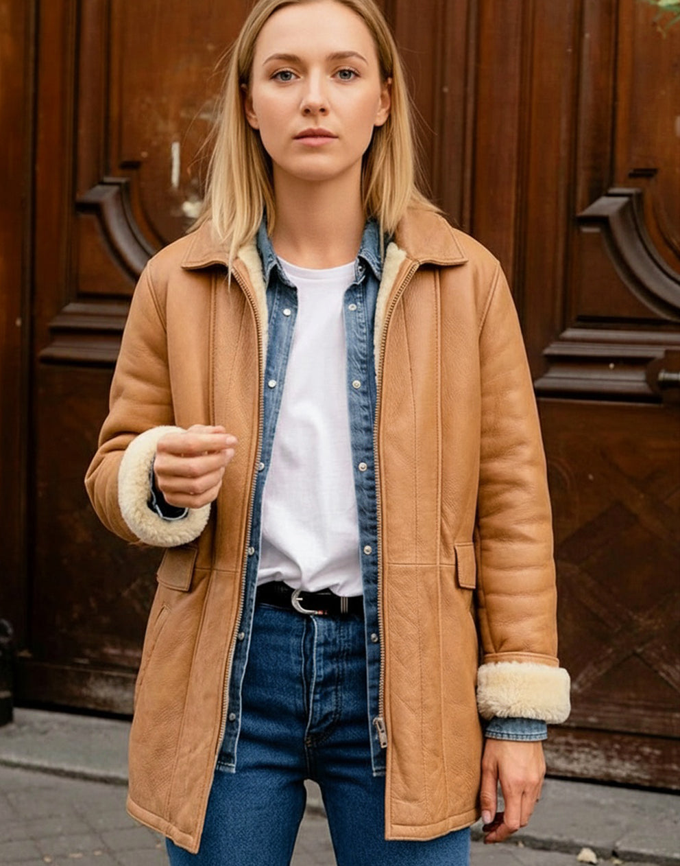Leather Shearling Coat
