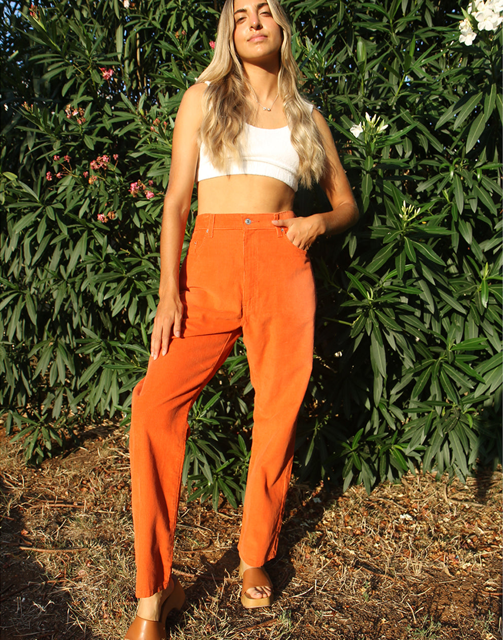 Orange best sale cord pants