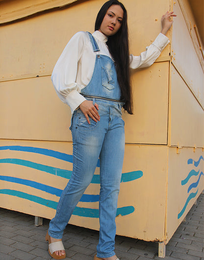 Long Dungarees in Light Blue