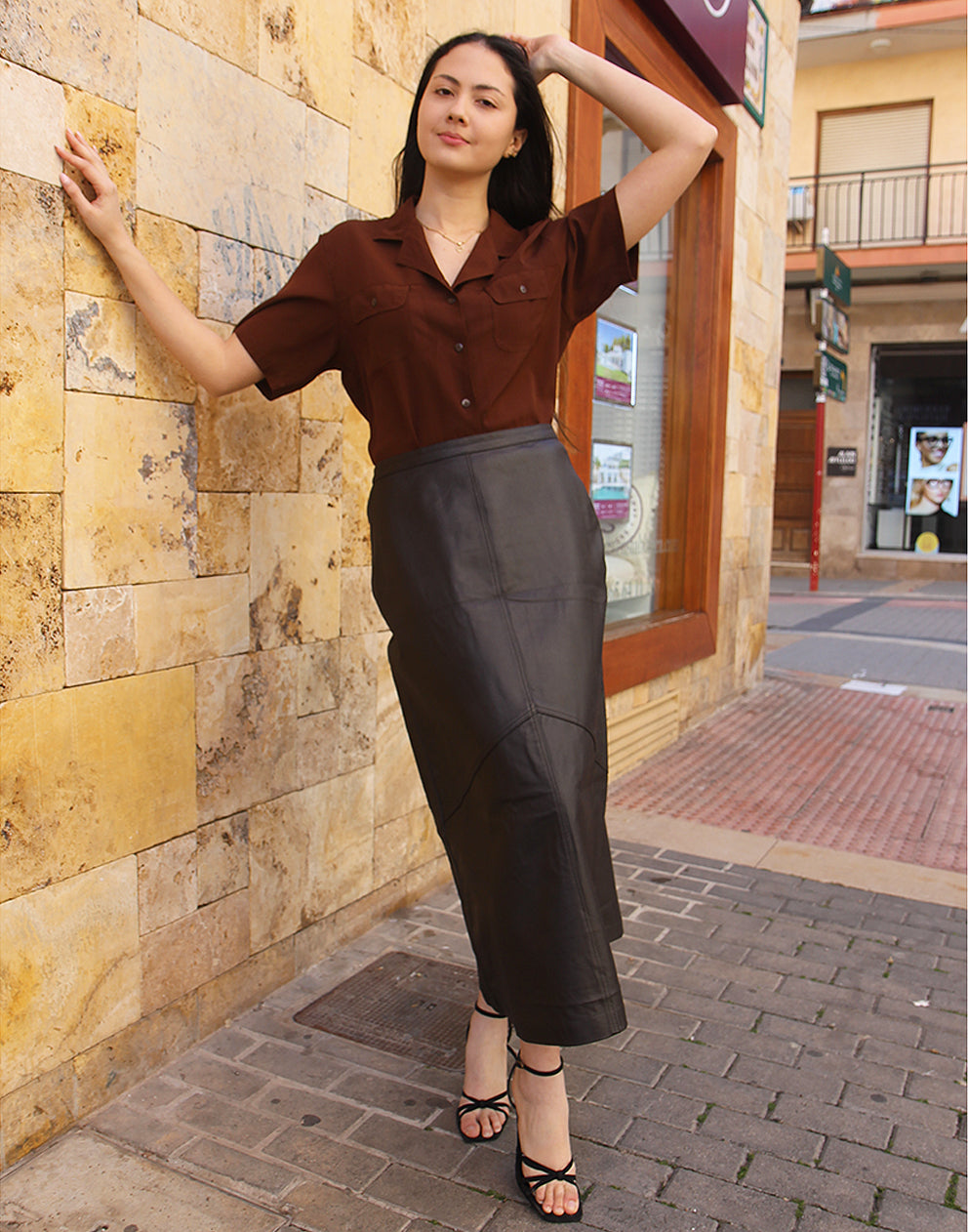 Brown Leather Skirt