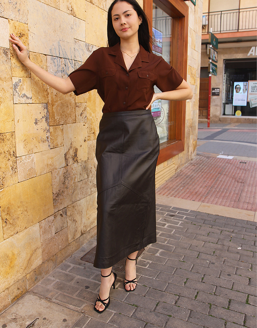 Brown Leather Skirt