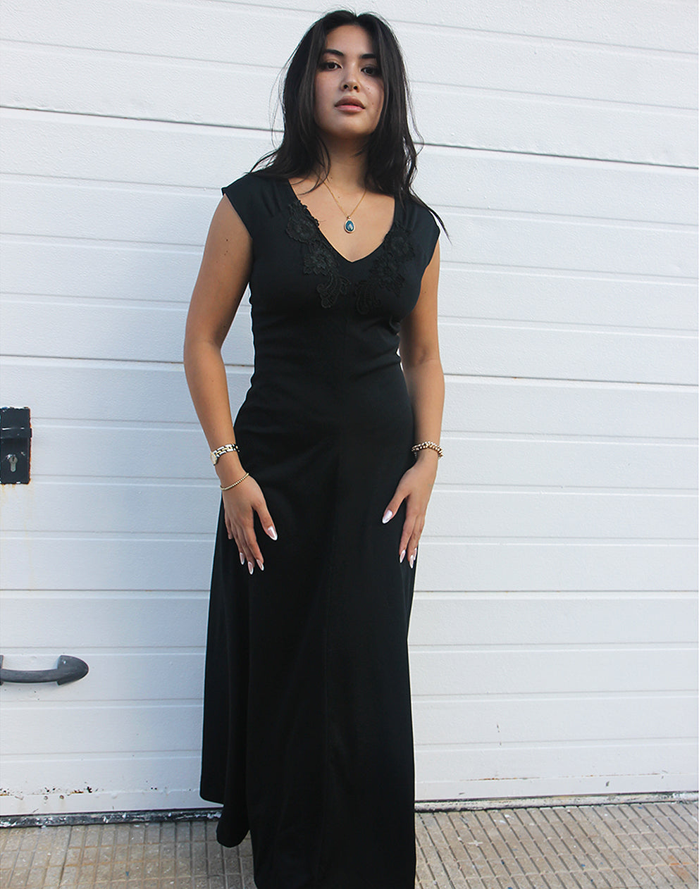 black maxi dress