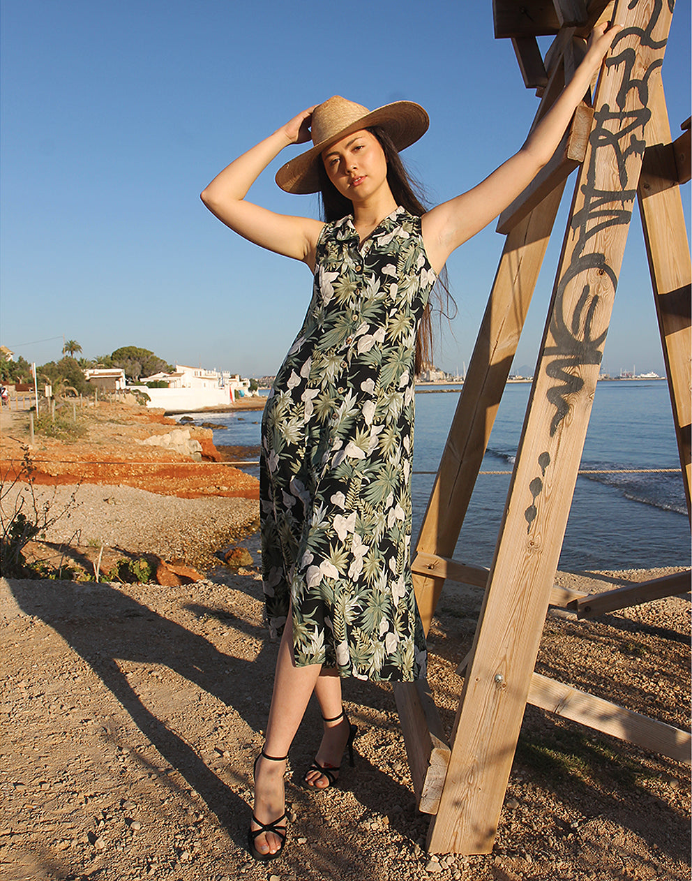 Long Black Floral Dress