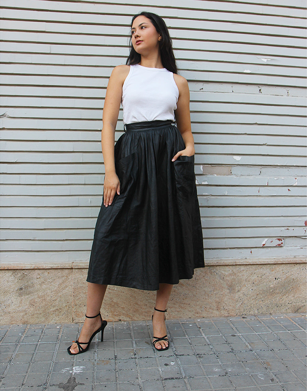 Long Leather Skirt