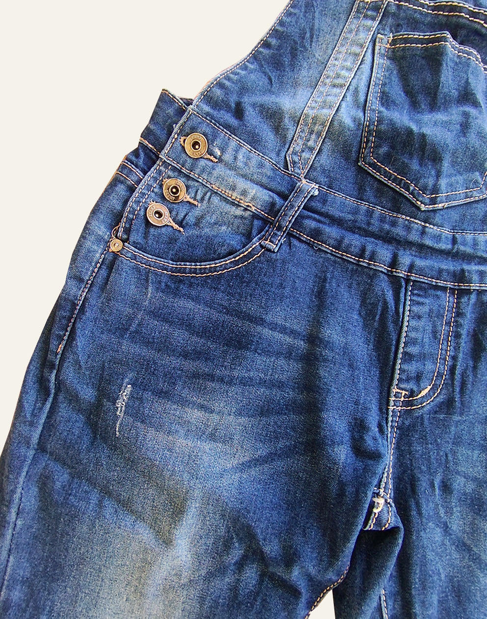 Womens Blue Long Dungarees