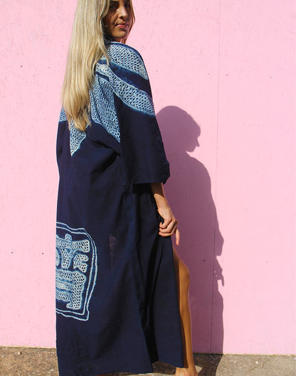 Long Kimono in Navy Blue