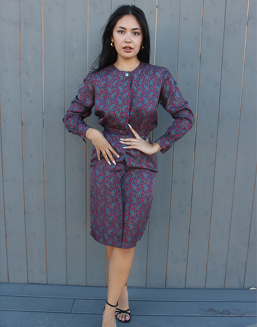 Vestido camisero con estampado de cachemira