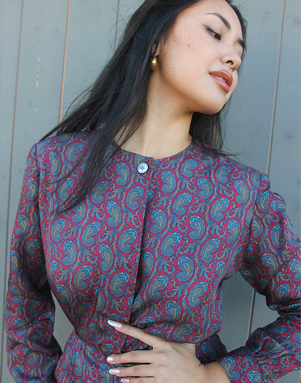 Vestido camisero con estampado de cachemira