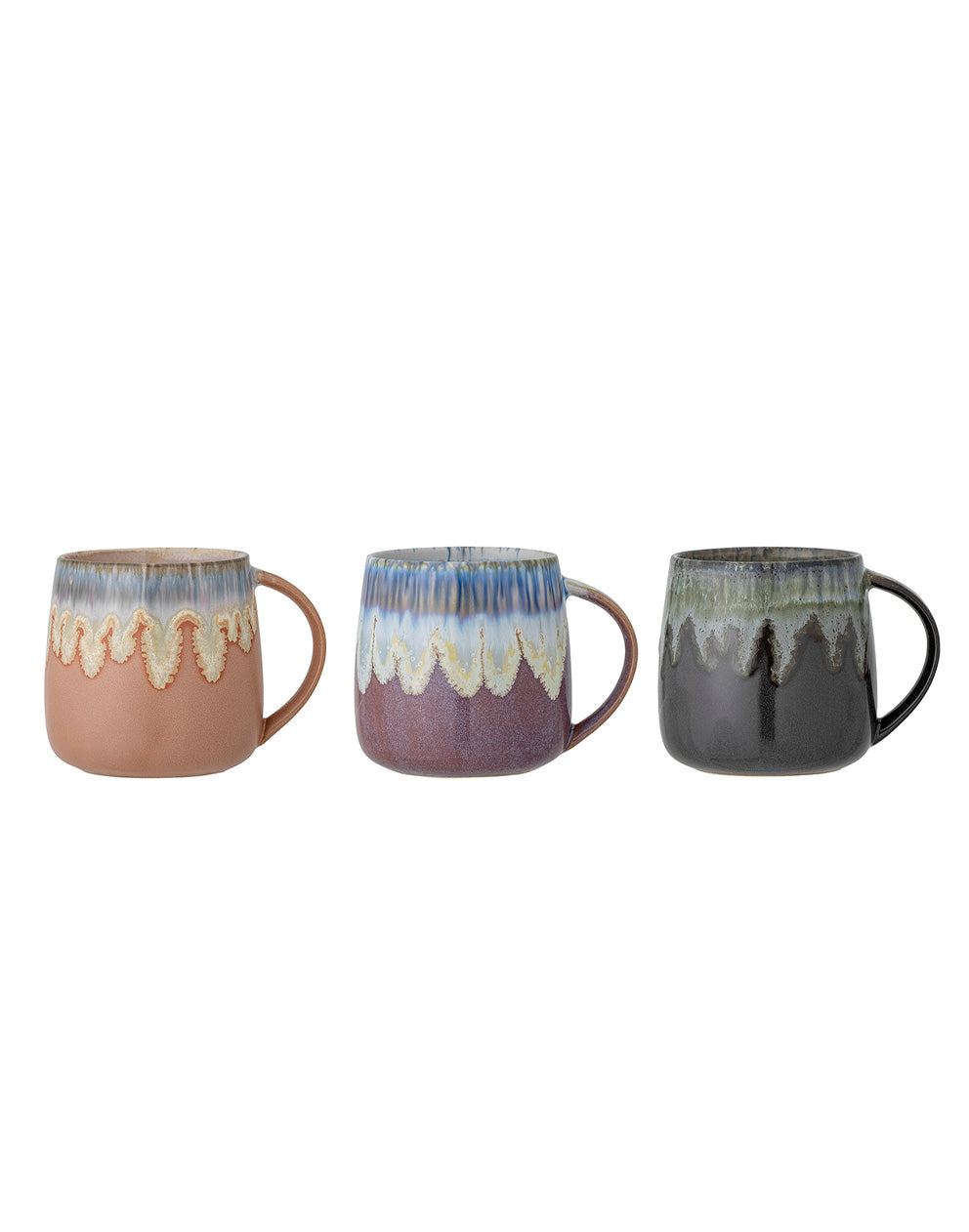 Large Stoneware Mugs in Terracotta, Grey & Purple