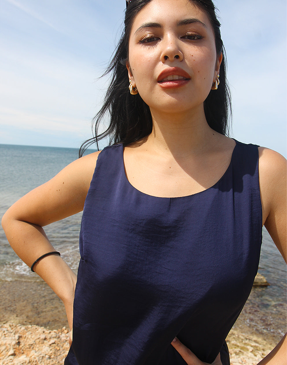Navy Blue Sleeveless Dress