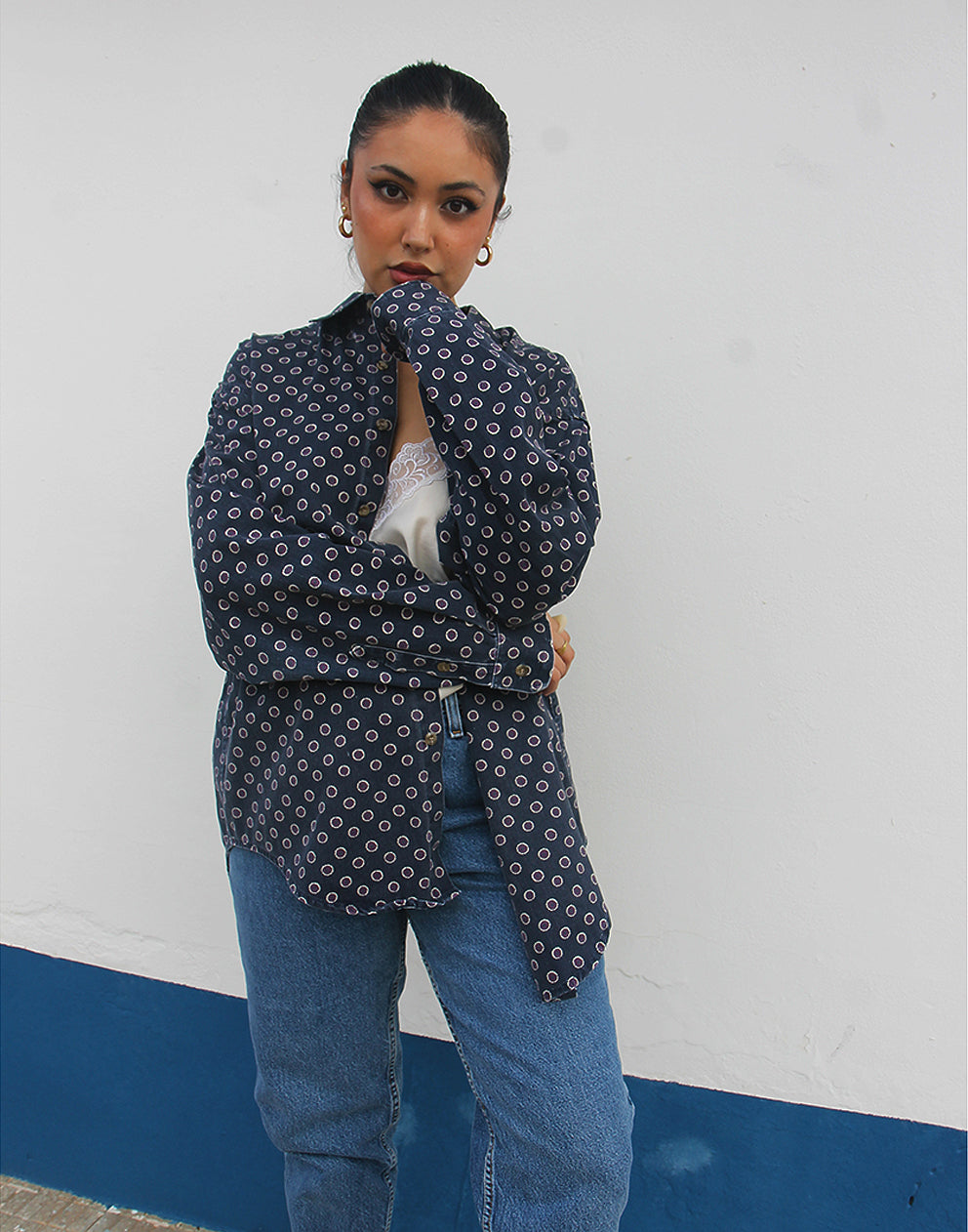 Navy Blue Denim Shirt