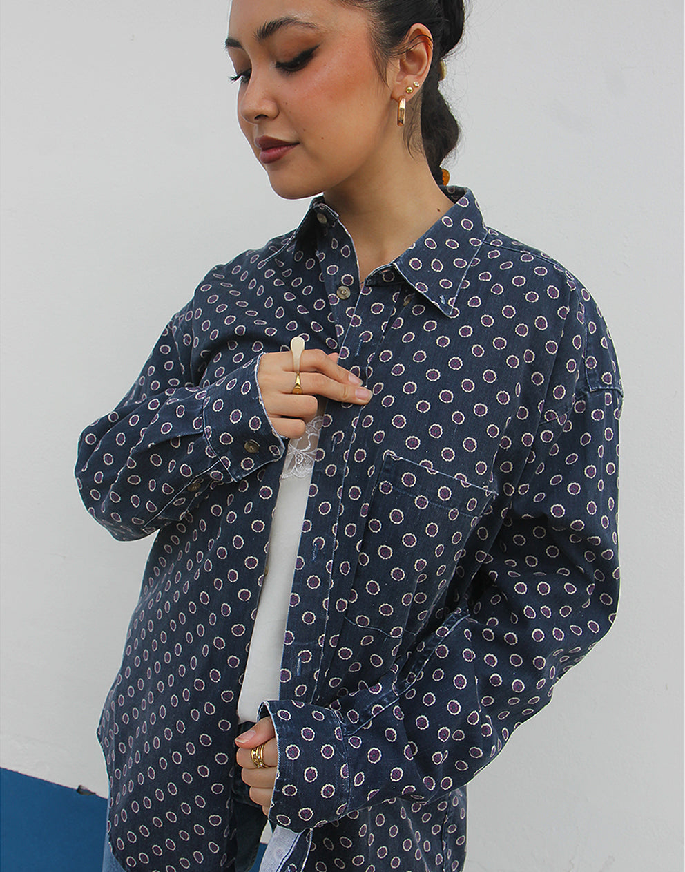 Navy Blue Denim Shirt