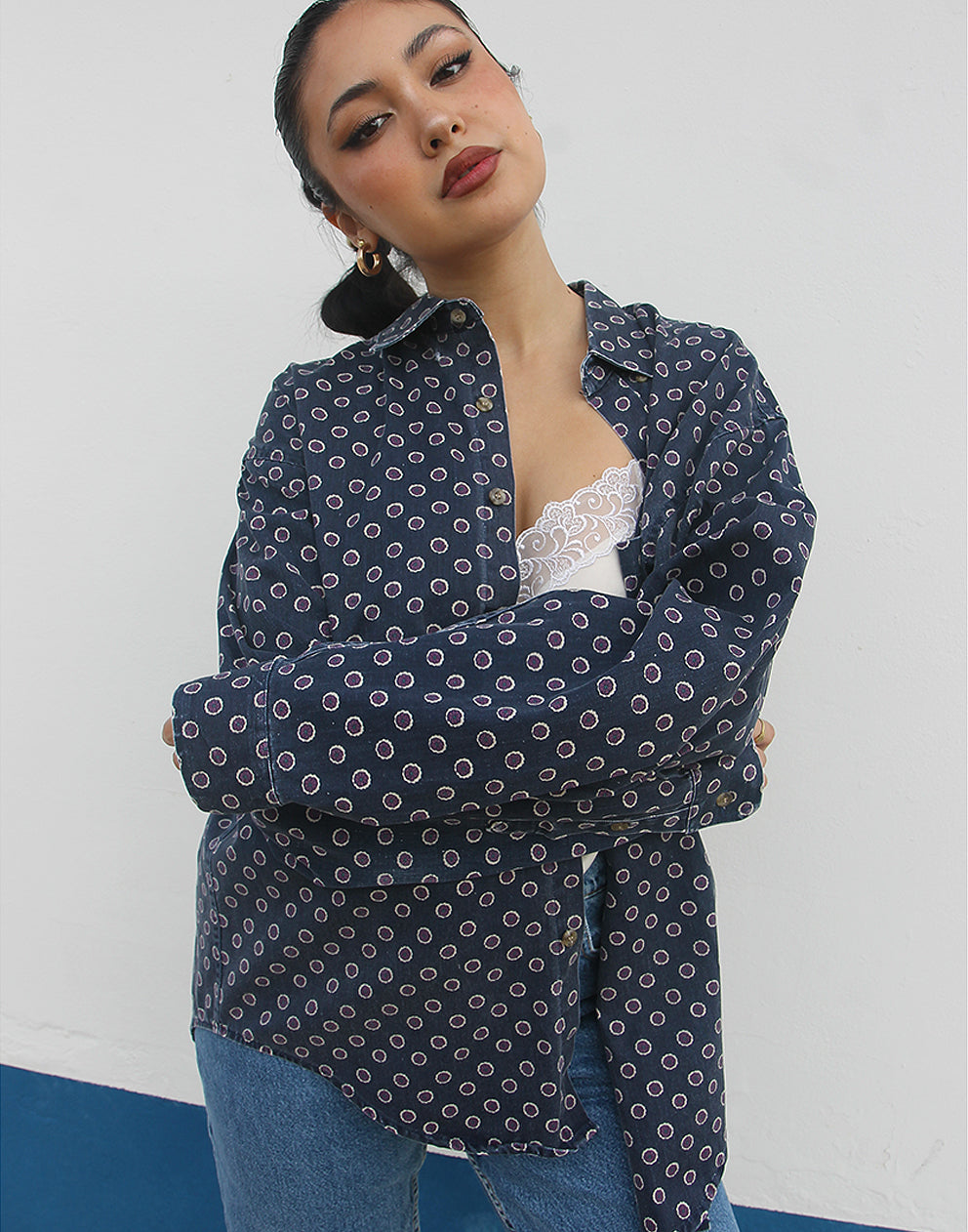 Navy Blue Denim Shirt