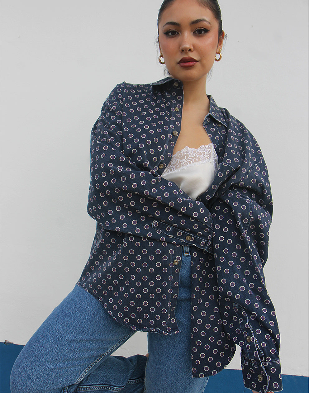 Navy Blue Denim Shirt