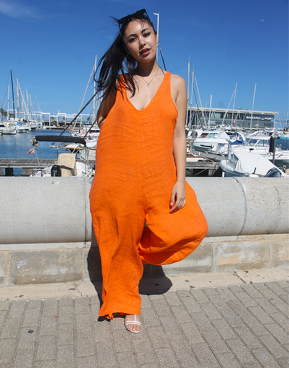 Orange Linen Jumpsuit
