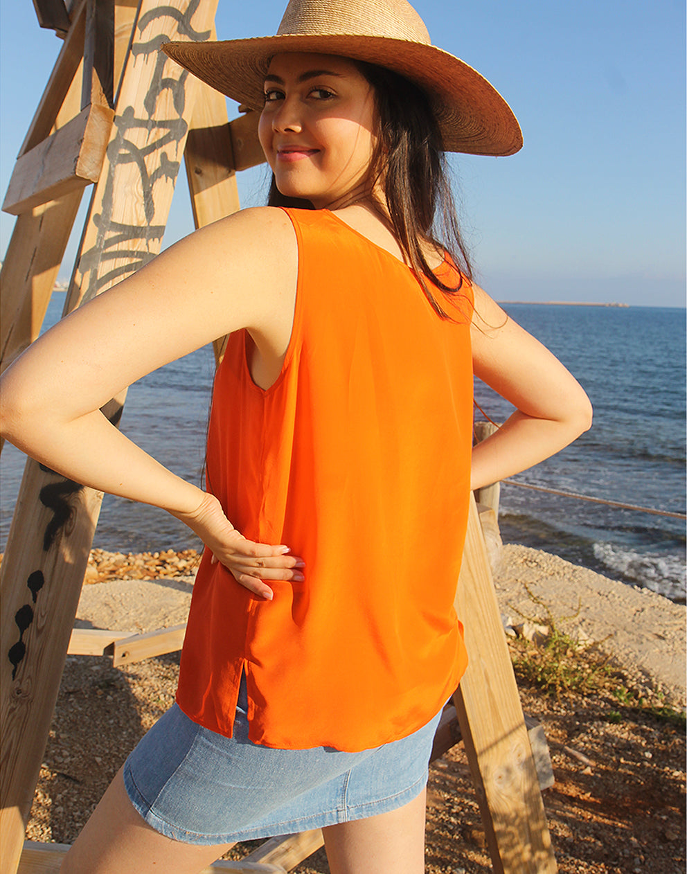 Orange Silk Vest